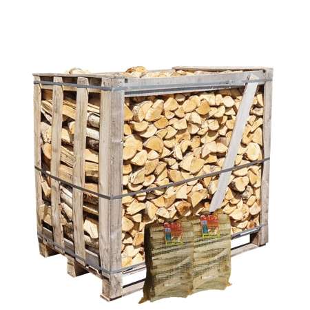 Halve pallet ovengedroogd berkenhout met 2 aanmaakhout