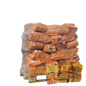 48 netzakken ovengedroogd berkenhout actie 2 aanmaakhout en 1 zakje houtwolkrullen