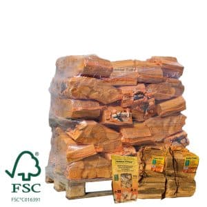 48 netzakken berkenhout ovengedroogd à 20 liter FSC® + aanmaakpakket