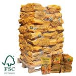 Ovengedroogd haardhout beuken 54 netzakken FSC actie 2 aanmaakhout en 1 zakje houtwolkrullen