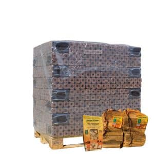 96 bundels houtbriketten of Pini Kay briketten actie 2 aanmaakhout en 1 zakje houtwolkrullen