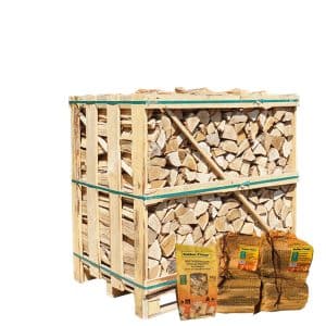 Halve pallet ovengedroogd eiken actie 2 aanmaakhout en 1 zakje houtwolkrullen