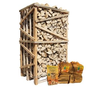 Hele kist ovengedroogd beukenhout actie 2 aanmaakhout en 1 zakje houtwolkrullen