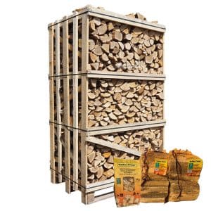 Hele pallet ovengedroogd eikennhout actie 2 aanmaakhout en 1 zakje houtwolkrullen