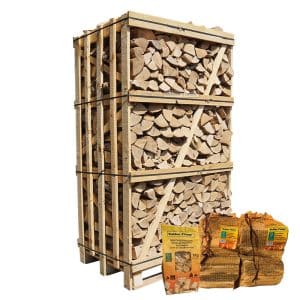 Hele pallet ovengedroogd essenhout actie 2 aanmaakhout en 1 zakje houtwolkrullen