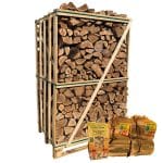 Hele pallet ovengedroogd eikenhout grof actie 2 aanmaakhout en 1 zakje houtwolkrullen