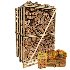 Hele pallet ovengedroogd eikenhout grof actie 2 aanmaakhout en 1 zakje houtwolkrullen